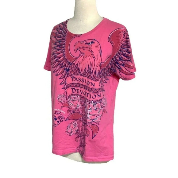 7.62‎ Design 2X  pink Marines Passion & Devotion Eagle graphic tee - Picture 2 of 5